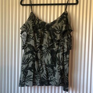 Dark green cold shoulder tank